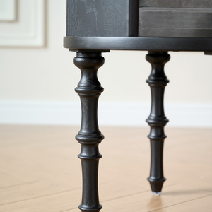 Vintage Style Solid Wood <b>Side</b> <b>Table</b> With Storage For Living Room Coffee <b>Table</b> Minimalist <b>Black</b> Retro Design - Product Image 4