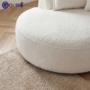 Conjunto de Sofás Modernos Minimalistas em Tecido Chenille Curvado, Sofá Estofado Macio e Confortável para Área de Espera de Hotel - Product Image 6