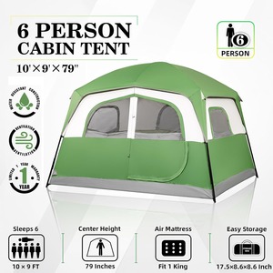 <span class=keywords><strong>Tenda</strong></span> <span class=keywords><strong>da</strong></span> <span class=keywords><strong>Campeggio</strong></span> Familiare Grande OEM per 6 Persone con Pareti Verticali e Finestre Zanzarate per Vivere All'Aperto - Product Image 2