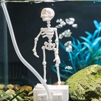 Best-seller transfrontalier : Décoration de crâne imprimée en 3D PLA pour aquarium, squelette dansant à bulles, style moderne et épuré
