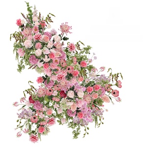 Ensemble de fleurs artificielles en soie rose LO-846 pour la <span class=keywords><strong>d</strong></span>écoration de mariage par les fleuristes, fleurs artificielles haut de gamme, approvisionnement en gros, options personnalisées - Product Image 1