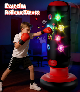 Sac de boxe électronique gonflable pour enfants avec gants et pompe, musique et lumières, modes de jeu intelligents - Product Image 3
