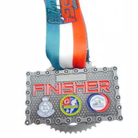 Malaisie Finisher Cycling Medal Design Antique Silver 3D Track Cycling Challenge Race Ride Medal Prix commémoratif personnalisé