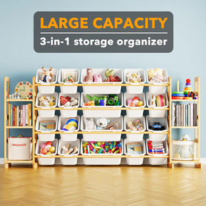 Organiseur <span class=keywords><strong>de</strong></span> rangement ouvert pour jouets et livres pour enfants, avec étagère et bacs <span class=keywords><strong>de</strong></span> rangement, idéal pour la <span class=keywords><strong>chambre</strong></span> d'enfant ou le salon des tout-petits - Product Image 3