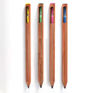 Hochwertige benutzer definierte ewige Bleistift Werbe geschenk Zeder Holz Phantasie Stift Bleistift mit senden Timer San glass Bleistift
