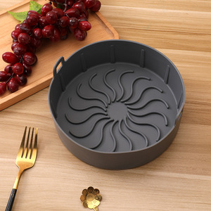 Silicone Air Fryer Bowl Double Handle Non Stick Reusable Baking Utensil Oven Safe Gray 2023Y - Product Image 1