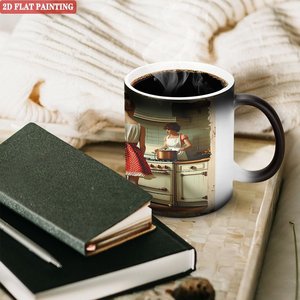 Frosted Black 11oz <b>Ceramic</b> Mug Heat Sensitive Blank <b>Cup</b> For Office Gift - Product Image 3