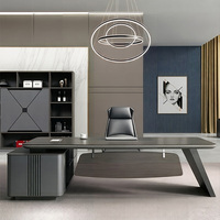 Bureau de direction moderne de luxe en forme de L avec armoire de rangement latérale pour usage professionnel