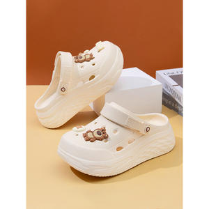 Lindos Zuecos de Verano para Mujer, Color Beige, Suela Gruesa de EVA Antideslizante, Sandalias Cerradas con Plataforma para Aumentar la Altura, Tallas 35-40 - Product Image 3
