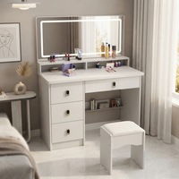 Coiffeuse moderne de chambre à coucher avec miroir LED et tiroirs de rangement, haute qualité à prix abordable