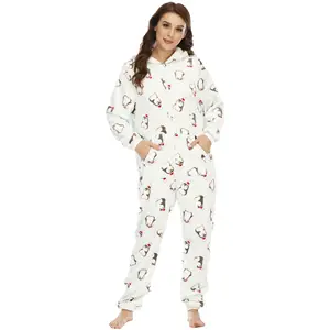 Ausgefallene warme Winter Fleece Pyjamas Frau Overall Tier einteilige Cartoon Design Pyjamas