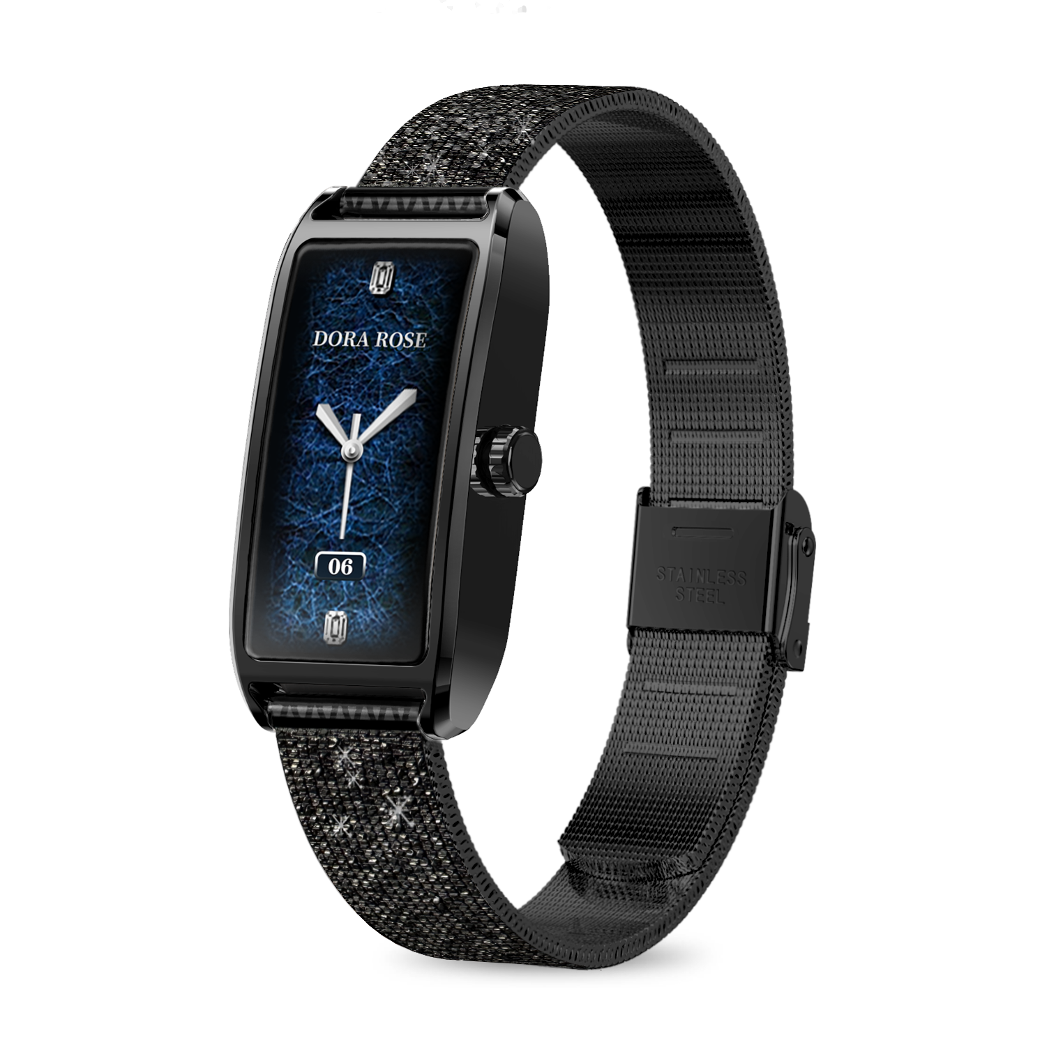 Boîtier noir + Bracelet en acier noir