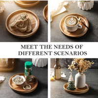 Ensemble de plateaux ronds en bois naturel, plateau en bois pour dîner, décoration intérieure, plateau de service circulaire moderne et minimaliste