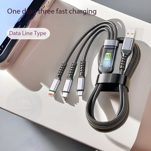 Câble de données transparent 3-en-1 100W 1,2m à charge rapide avec veilleuse pour iPhone 16 15 14 Pro Max, tressé 3A, compatible batterie externe et ordinateur - Product Image 3