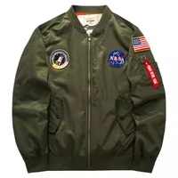 Blouson Bomber Astronaute Motard Imprimé en 3D Personnalisé pour Hommes 100% Coton Lavé Style Hip Hop Vêtement de Sport Noir