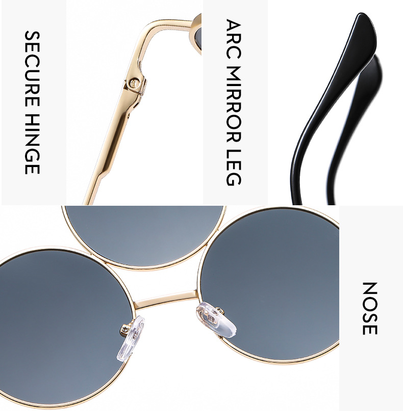 GDC round sunglasses 新品未使用品！！ Gold Round Steampunk Goggle Sunglass with Spring Temples