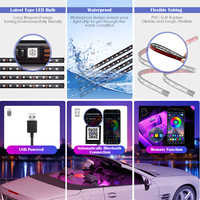 Bande lumineuse intérieure intelligente pour voiture Type USB Détecteur de mouvement RGB Clignotant Couleur Télécommande Châssis de voiture Lampe Lumières