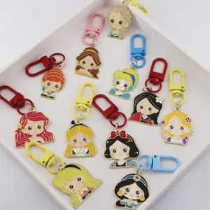 Mooie Cartoon Sneeuwwitte Prinses Sleutelhanger Handtas Ornament Anti-Verloren Sleutelhanger Kids Geschenken Custom Logo Sleutelhanger Groothandel