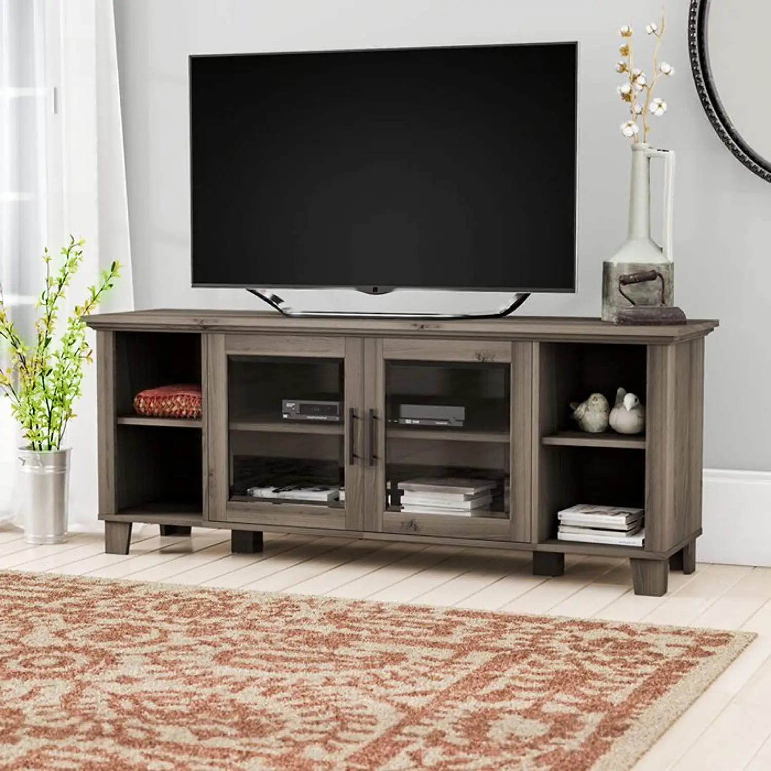 Massief Houten Tv Kast Retro Vloer Amerikaanse Luxe Carton Antieke Tv Stand Woonkamer Meubels Voorzien Van Grijs Modern