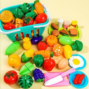 Ensemble de 35 pièces à découper avec grand panier, jeu de simulation réaliste pour enfants avec fruits, légumes et jouets de <span class=keywords><strong>cuisine</strong></span> occidentale - Product Image 2