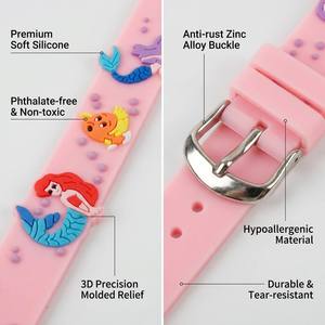 Montre à quartz pour enfants <span class=keywords><strong>en</strong></span> 3D, dessin animé, bracelet <span class=keywords><strong>en</strong></span> PVC imperméable, boîtier <span class=keywords><strong>en</strong></span> alliage, cadeau d'anniversaire pour filles et garçons, motifs mignons de licorne et de sirène, couleurs vives - Product Image 5