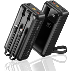 Batería Externa de 30000mAh al por Mayor, Gran Capacidad, 115 Wh, 20W, Carga Rápida Magnética Tipo-C, 2 Cables Integrados para Laptop - Product Image 1