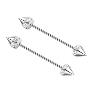 Yicai thời trang 316L thép phẫu thuật thẳng Zircon Spike công nghiệp <span class=keywords><strong>Barbell</strong></span> xuyên cho phụ nữ Xúc xắc lưỡi xuyên - Product Image 6