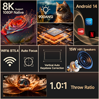 Projecteur de cinéma maison HY350Max 900 ANSI Auto Focus WiFi 6 BT54 Allwinner H726 Android 14 1080P natif