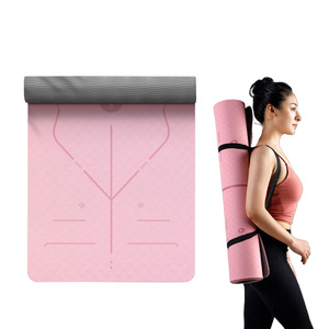Tapete de Yoga Antideslizante de TPE para Ejercicios Deportivos, con Líneas de Posición, para Gimnasia, Pilates y Fitness en Casa - Product Image 1