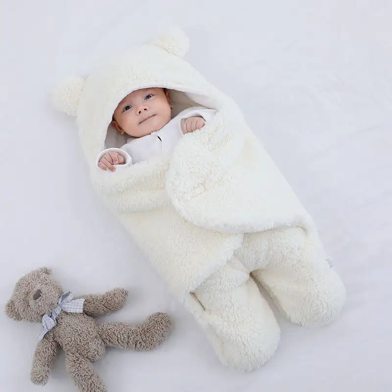 Selimut penerima bayi baru lahir bulu halus Ultra lembut pakaian anak perempuan anak laki-laki bayi Kantung tidur bedong bungkus bayi