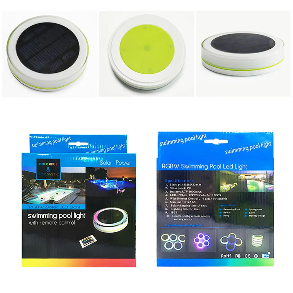 solar led floating pond light with remote control change 16 colors to swimming pool