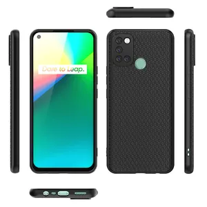 Pemasok Pabrik Casing Silikon Lubang Akurat TPU Tekstur Silang Pola Belakang Tahan Lama untuk OPPO Realme 7i /C17 Casing