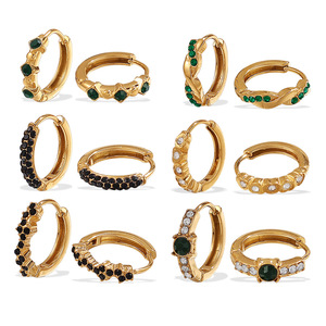 Pendientes de Aro Chapados en Oro de 18K con Diamantes de Imitación de Acero Inoxidable, Joyería de Moda para Fiestas - Product Image 5