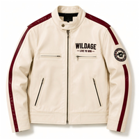Veste en cuir vintage rétro des années 90 pour hommes, veste de moto de course, veste zippée personnalisée, veste de style universitaire, broderie, patchwork, streetwear