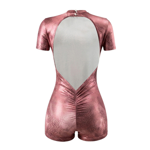 Viviblook C26RP214 Mono de Fiesta para Mujer, Sexy, Ajustado, con Estampado de Serpiente, Verano, Espalda Descubierta, Manga Corta, Bodycon, de Una Pieza - Product Image 4