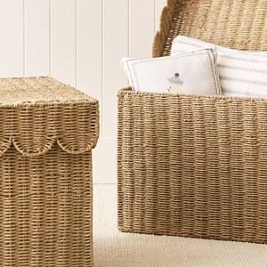 ตะกร้าเก็บหญ้าทะเลดีไซน์เรียบง่ายพร้อมฝาปิดตะกร้าสำหรับเด็กหญ้าทะเลพร้อมฝาหอยเชลล์สำหรับห้องเด็ก - Product Image 6