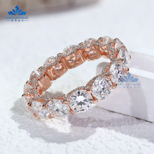 アイシングアウトダイヤモンド女性用リング0.5CT Moissaniteダイヤモンド925シルバーメッキローズゴールド婚約指輪ギフト用 - Product Image 1