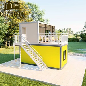DYCE2 Maison modulaire préfabriquée à deux étages avec mur <span class=keywords><strong>coulissant</strong></span> en verre, structure en acier, nouveau design, bureau conteneur étanche, prix bas - Product Image 3