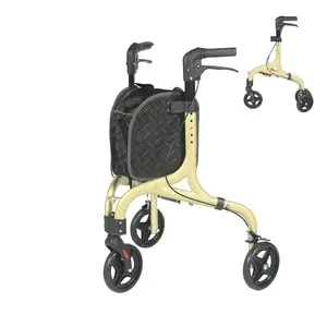 Rollator de alumínio dobrável para adultos, caminhador upright para adultos