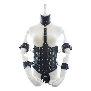 HM nouveau cuir corps Bondage Sexy camisole de force uniforme érotique avec menottes Costumes de retenue sexuelle pour <span class=keywords><strong>BDSM</strong></span> - Product Image 1
