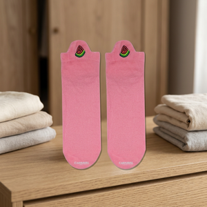 Calcetines Deportivos Unisex con Diseño de Sandía Bordado e Impreso, con Patrón de Cuernos Tejidos, Tipo Botines - Product Image 3