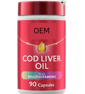 New Arrival OEM Private Label Cod Liver Oil Softgels Omega 3 Multi Vitamins 90 Capsules Cod Liver Oil Extract