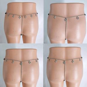 Gaby स्फटिक पेट गहने पत्र लटकना बिकनी कमर श्रृंखला स्टेनलेस स्टील के शरीर श्रृंखला राशि चक्र आकर्षण सेक्सी शरीर के गहने - Product Image 4