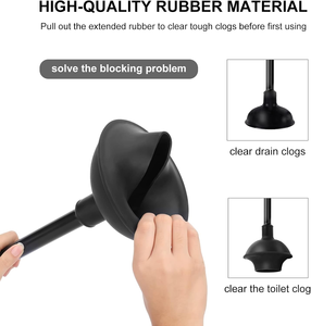Kit de nettoyage en profondeur pour toilettes, comprenant un déboucheur et une brosse WC en plastique noir, pour l'entretien domestique - Product Image 3