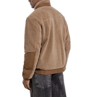 Veste d'hiver pour homme de style vintage, couleur unie, coupe-vent, col montant, broderie, fermeture éclair, logo sur le devant, finition de qualité