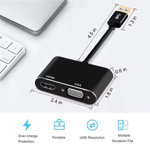 Многопортовый конвертер с двумя выходами, золотистый разъем, USB 3.0 в HDTV <span class=keywords><strong>VGA</strong></span> 1080P для подключения компьютера к монитору - Product Image 5