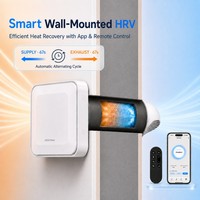 Ventilateur de récupération de chaleur mural pour une seule pièce (HRV) pour une utilisation en cuisine, débit d'air de 50 m³/h, efficacité de 85 %