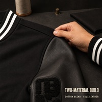 Veste universitaire personnalisée pour homme, manches en cuir véritable, style baseball, personnalisation profonde, logo personnalisé, vente en gros OEM