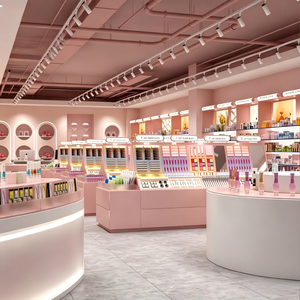 อุปกรณ์จัดแสดงเครื่องสำอางสมัยใหม่และเฟอร์นิเจอร์ร้านเสริมสวยไม้สำหรับการออกแบบตกแต่งภายในร้านค้าปลีกและโซลูชั่นการจัดแสดงผลิตภัณฑ์ดูแลผิว - Product Image 1