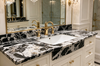 Panneaux muraux en pierre naturelle de luxe moderne et élégante du Brésil, Potagonia Black Translucent, grandes dalles pour la maison, la cuisine, les comptoirs, les meubles de salle de bain et les sols